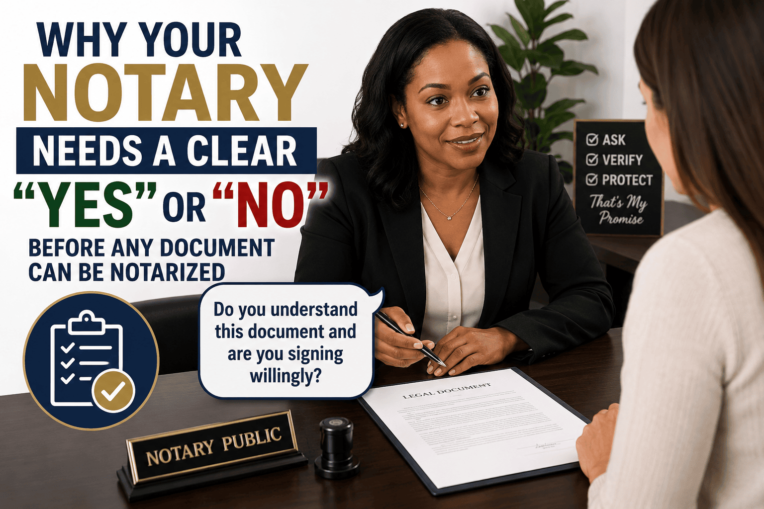Why Notaries Require a Clear "Yes" or "No" Before Signing